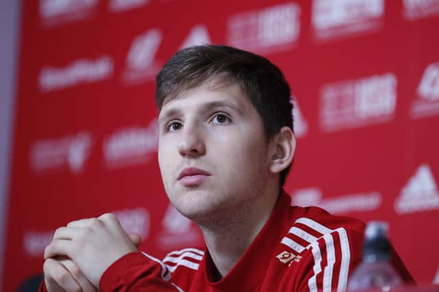 Panos Retsos is introduced to the media after joining Sheffield United on loan from Bayer Leverkusen: Simon Bellis/Sportimage