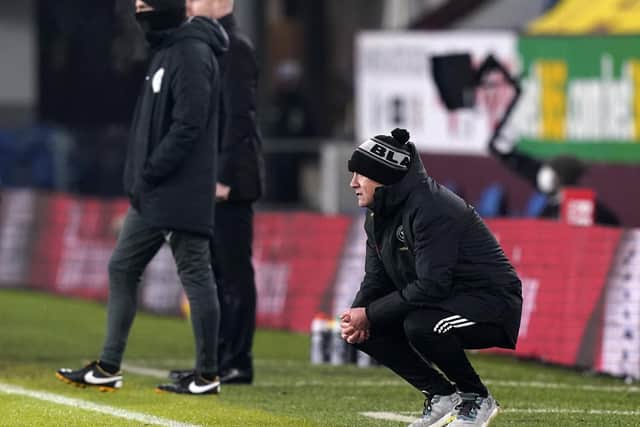 Chris Wilder manager of Sheffield Utd looks on dejected during the Premier League match at Turf Moor, Burnley.  Andrew Yates/Sportimage