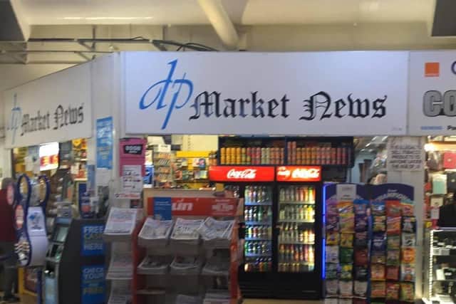 DP Market News at Crystal Peaks Market in Sheffield, where hand sanitiser was being sold for £9 a bottle