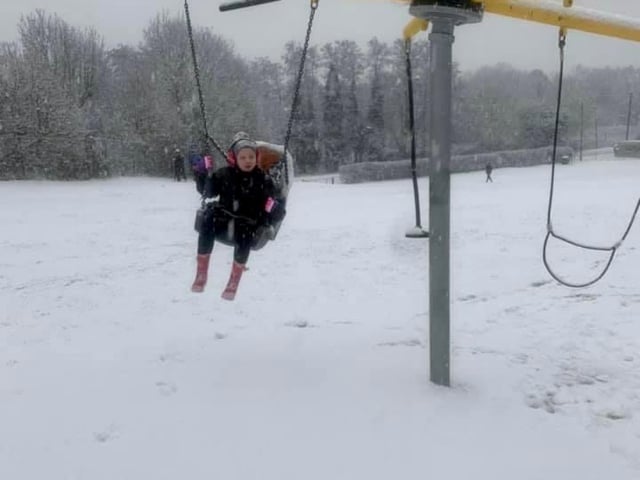 Lyla Bryant enjoying the snow in Petersfield. Picture: Angela Le Santo