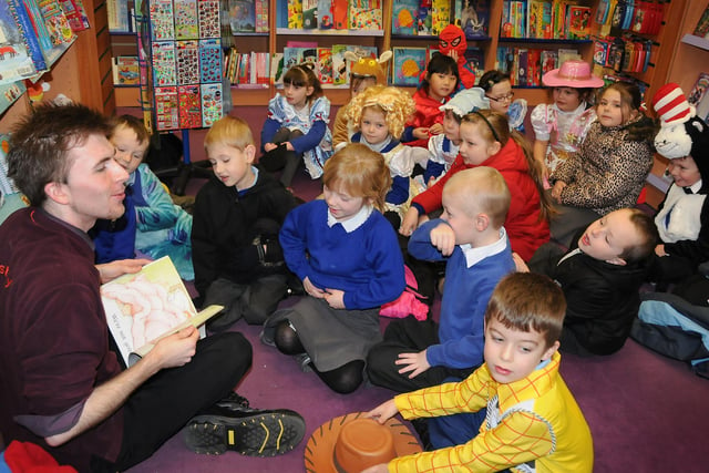 So many great costumes. Do you recognise any of the pupils visiting Waterstones bookshop as part of World Book Day seven years ago?