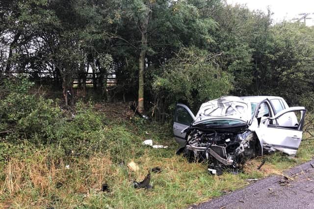 Officers said the driver of the Renault Clio pictured escaped with only minor injuries.