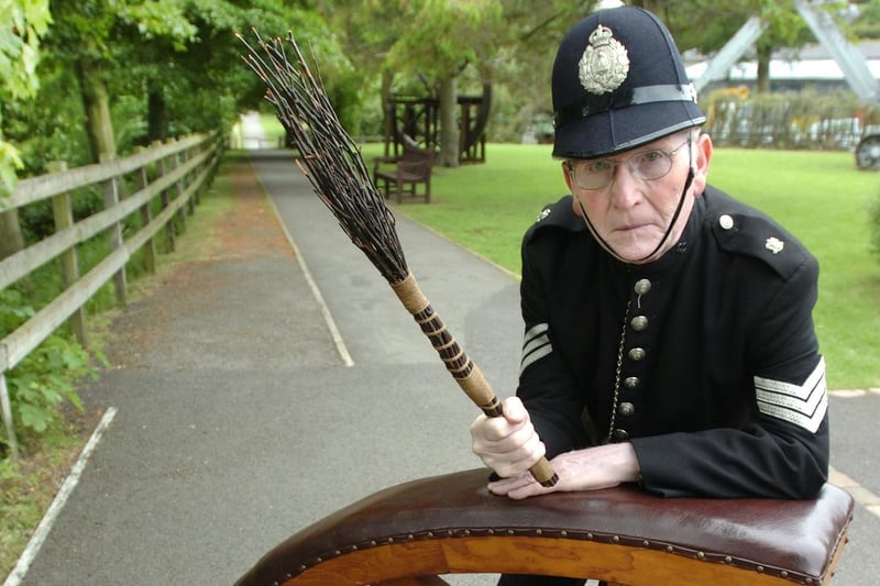 Harry Wynne from the North East Police History Society with the birching stool which was due to be used in an exhibition at Gilbridge police station in 2008. Who can tell us more?