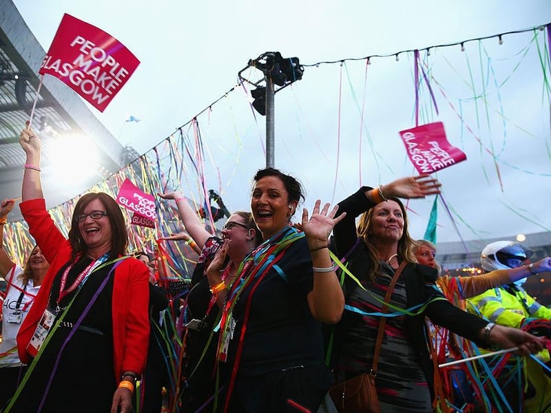 Revellers soak up the atmosphere during the Closing Ceremony for the Glasgow 2014 Commonwealth Games at Hampden Park.