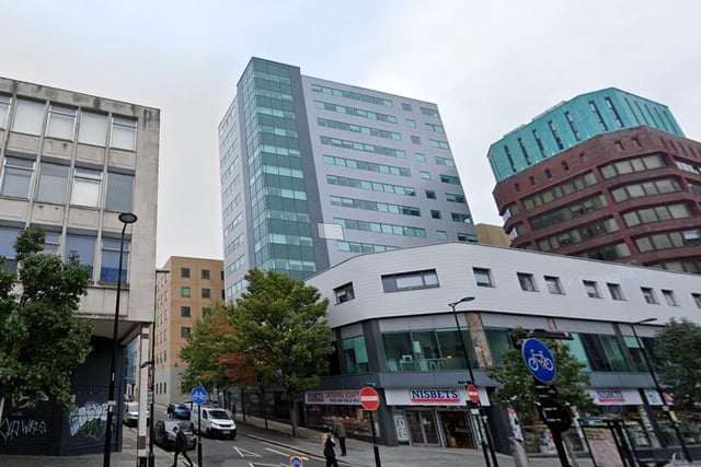 Redvers House on Union Street in Sheffield city centre has 14 storeys and is 54 metres tall, making it Sheffield's 10th tallest occupied building. It was occupied by Sheffield Council but was sold and is now used for student housing.
