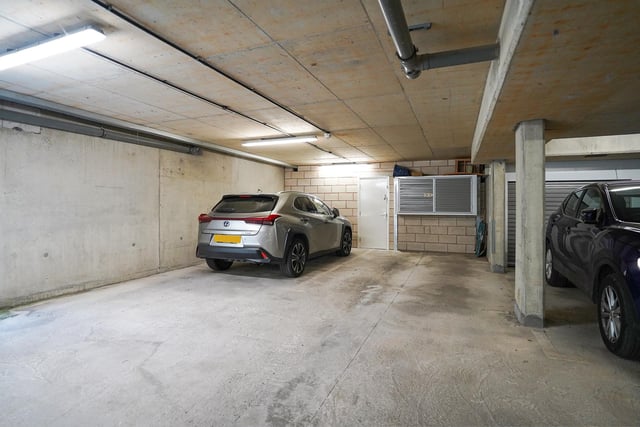 There are two allocated parking spaces within the secure gated undercroft area, alongside a handy storage/workshop space.