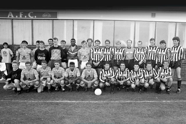 In another photo from 1989, Alnwick Town Football Club played a team from Blackpool.