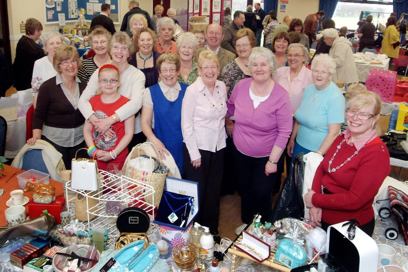 Stallholders and organisers get together for a photo during an Easter fayre at the Oakland Centre in Warsop in 2009.