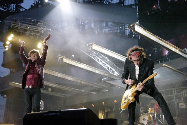 Mick Jagger and Keith Richards of the Rolling Stones at Don Valley Stadium, Sheffield on August 27, 2006
