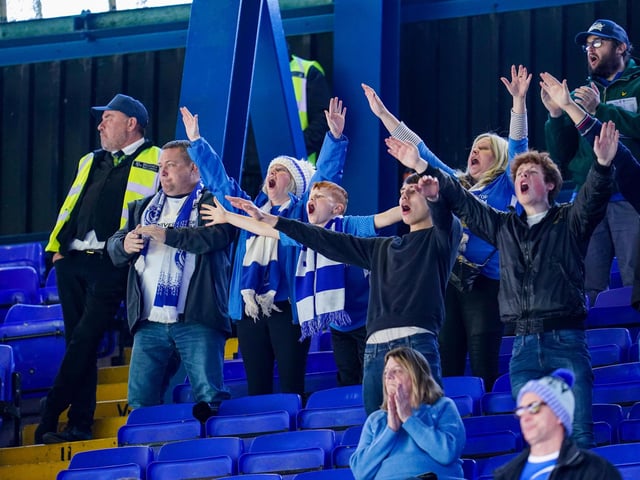 Pompey fans in full voice before kick-off.