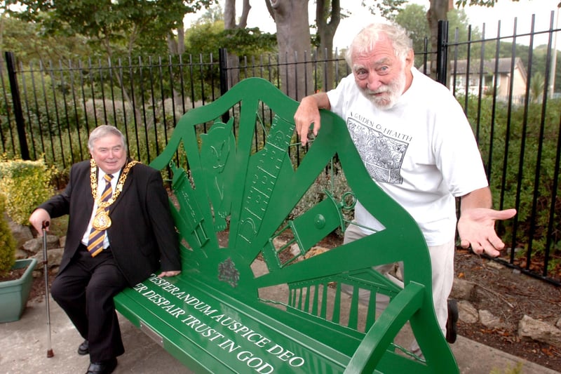 Back to 2010 and Dr David Bellamy was pictured with the Mayor of Sunderland Coun Tom Martin on a new seat at the sensory garden in Barley Mow Park.