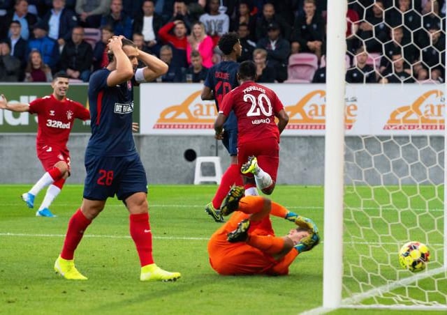 In-form Morelos gave Rangers the half-time lead in Denmark during a 4-2 win