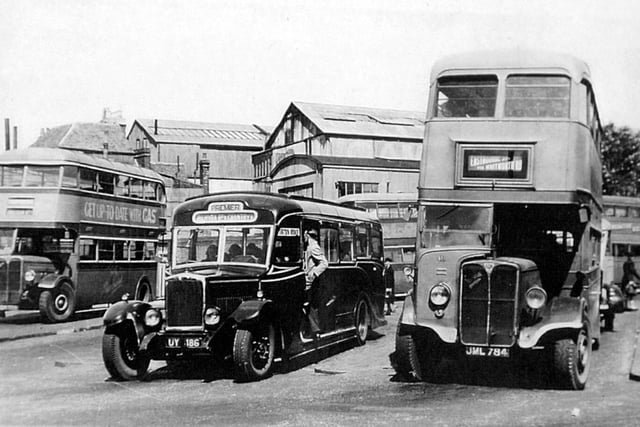 Buses at  Gosport Ferry Gardens during the 1940's