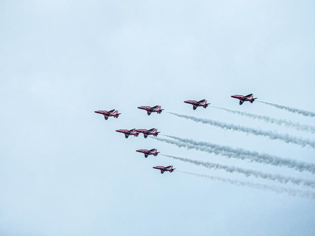 Red Arrows flying above Portsmouth Harbour on Wednesday 20th October 2021. Picture: Habibur Rahman