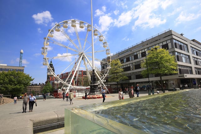 The Big Wheel in Barkers Pool. The picture shows Barker's Pool's more recent water feature in the foreground. Picture: Chris Etchells