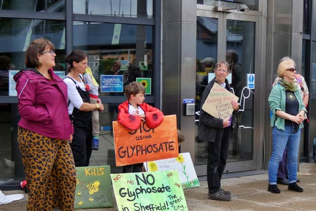 Campaigners called for a ban on glyphosate outside a recent Sheffield Council meeting.
