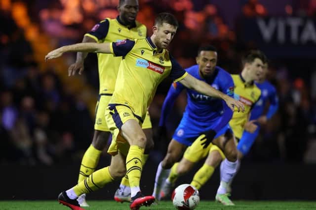 STOCKPORT, ENGLAND - NOVEMBER 17:  Will Aimson of Bolton Wanderers during the Emirates FA Cup First Round Replay match between Stockport County and Bolton Wandererson November 17, 2021 in Stockport, England. (Photo by Alex Livesey/Getty Images)
