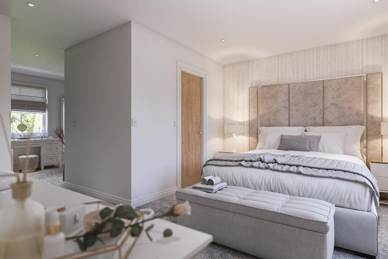 A generous master bedroom with double shower en-suite and dressing room option.