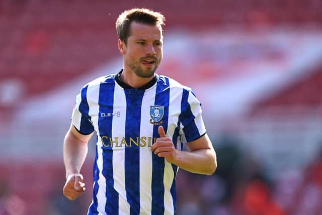 MIDDLESBROUGH, ENGLAND - APRIL 24: Julian Borner of Sheffield Wednesday in action during the Sky Bet Championship match between Middlesbrough and Sheffield Wednesday at Riverside Stadium on April 24, 2021 in Middlesbrough, England.Sporting stadiums around the UK remain under strict restrictions due to the Coronavirus Pandemic as Government social distancing laws prohibit fans inside venues resulting in games being played behind closed doors. (Photo by Stu Forster/Getty Images)