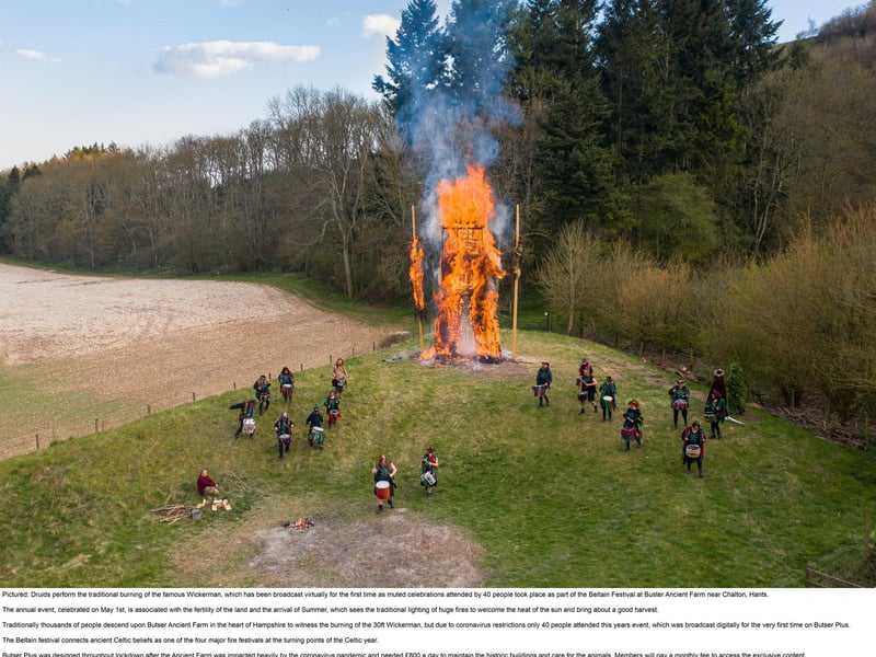 Druids perform the traditional burning of the famous Wickerman. Picture: Jordan Pettitt/Solent News & Photo Agency
