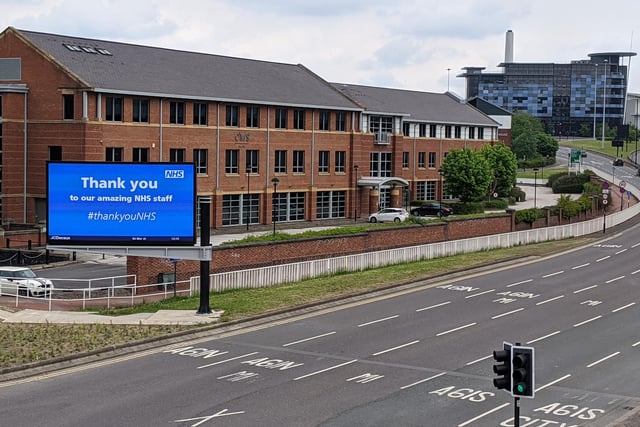 This advertising board on Park Square Roundabout, which is usually seen by thousands of drivers daily, features a tribute to NHS staff.