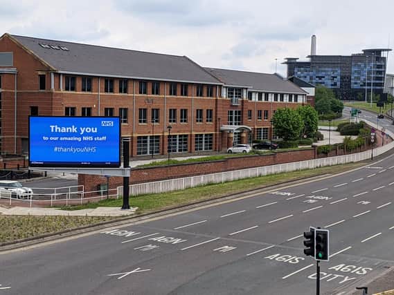 This advertising board on Park Square Roundabout, which is usually seen by thousands of drivers daily, features a tribute to NHS staff.