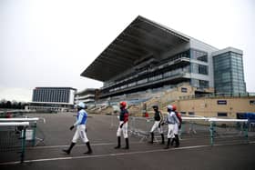Jockeys make their way out at Doncaster. Photo: Tim Goode - Pool / Getty Images