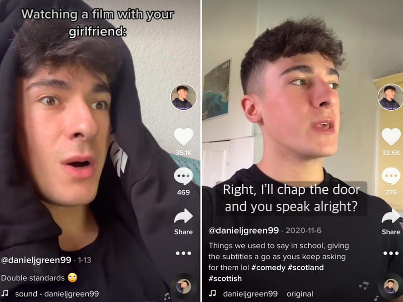 @danieljgreen99 is a 22-year-old Scottish comedian who makes his 208k followers laugh with sketches ranging from job interviews to whether dogs shave their armpits.