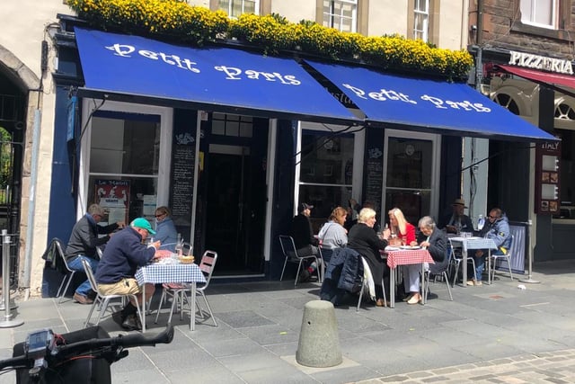 At Petit Paris in the Grassmarket, visitors enjoyed the sunshine and some food and drinks