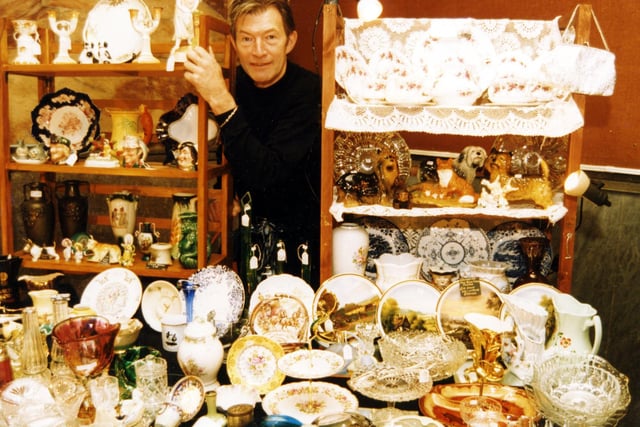 Singer Dave Berry at his antiques stall.
