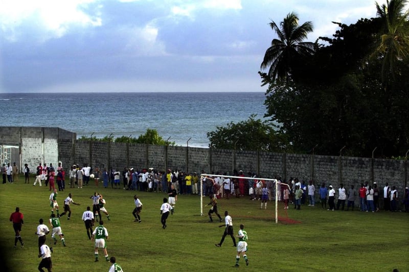 Hibs take on a Tobago Select XI with the Atlantic Ocean as a backdrop
