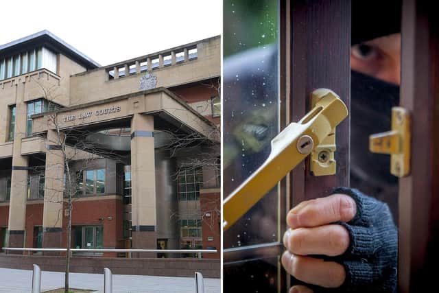 Sheffield Crown Court, pictured, has heard how a Sheffield burglar who was previously spared from prison with community orders has finally been put behind bars.