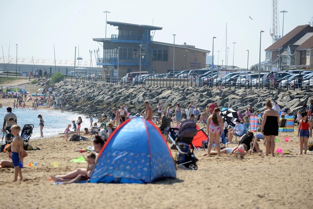 Crowds gathered on Roker Beach to make the most of the warm weather.