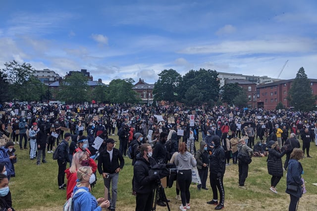 Thousands have descended on Devonshire Green #Sheffield to protest in the wake of the death of George Floyd