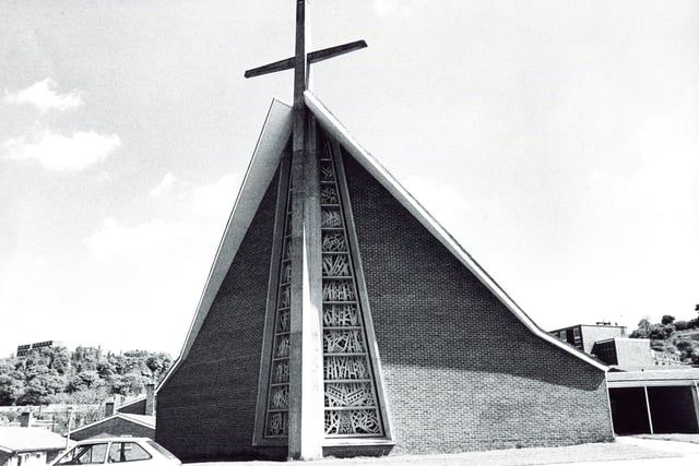 The Holy Cross Parish Church, in Gleadless Valley, Sheffield, pictured on June 1, 1979