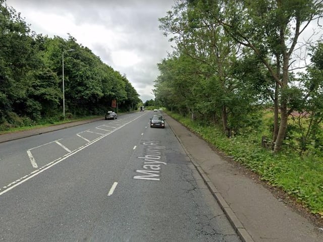 Short temporary bus lane on citybound approach to Maybury
