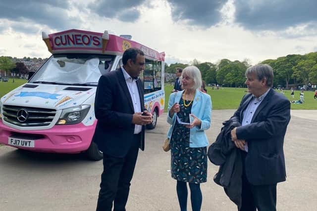 Lib Dem councillors at the ice cream van.