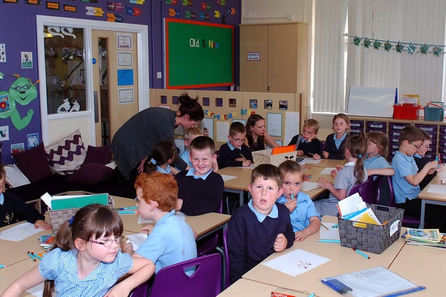 Pupils working in one of the new classrooms at Owton Manor Primary School in 2013.