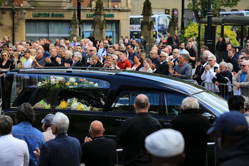 Members of the public applaud at the funeral of Brendan Ingle, held at Sheffield Cathedral on Thursday, June 14, 2018