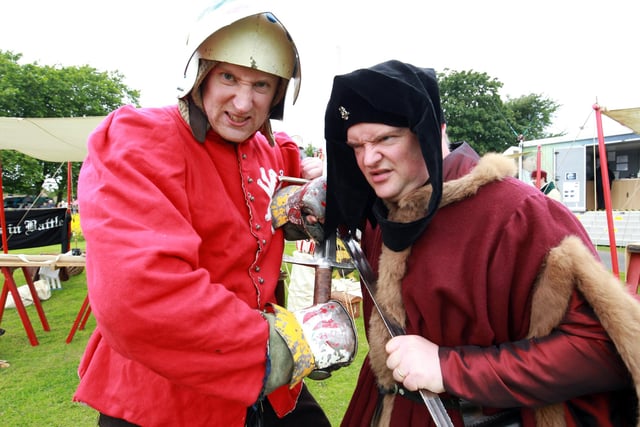 Lowedges Festival 2016 at Greenhill Park. Adam Griffiths and Mark Wollhouse from Knights in Battle.
