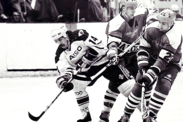 Steve Gatzos brought NHL pedigree to the dressing room at the tail end of a long career, but his glory days were behind him as time took its toll  - and his partnership with Rick Fera simply misfired. He and his glorious moustache lasted just 17 games in 1990-91 (Pic: Bill Dickman/Fife Free Press)