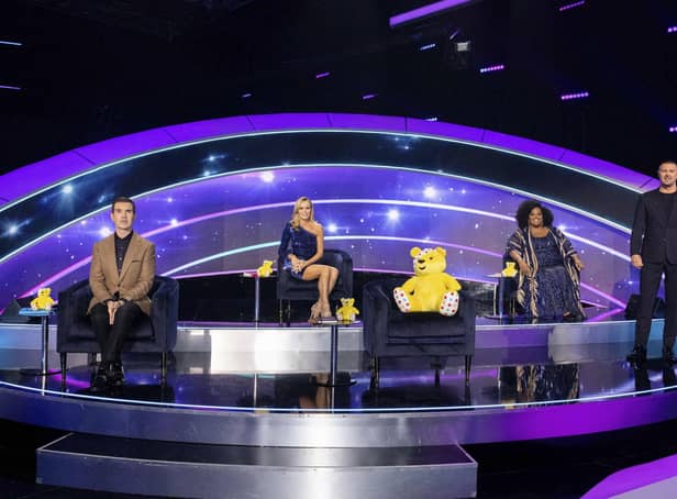 Undated BBC handout photo of Jimmy Carr, Amanda Holden, Pudsey, Alison Hammond, Paddy McGuinness on BBC Children In Need. Issue date: Friday November 19, 2021. PA Photo. See PA story SHOWBIZ Children Voice. Photo credit should read: BBC/Thames/Tom Dymond/PA Wire