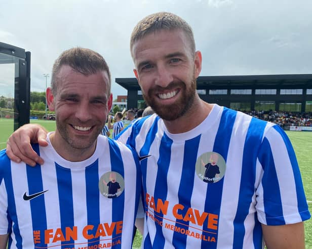 Tommy Spurr and Mark Beevers at Rio Spurr's charity game between Sheffield Wednesday and Sheffield United legends at the weekend. (via @SWFC)