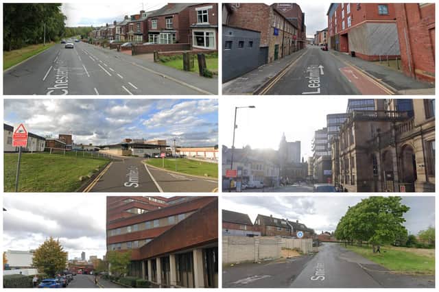 Some of the 11 worst streets in Sheffield for sexual and violent crimes, based on crime reports made in September 2022