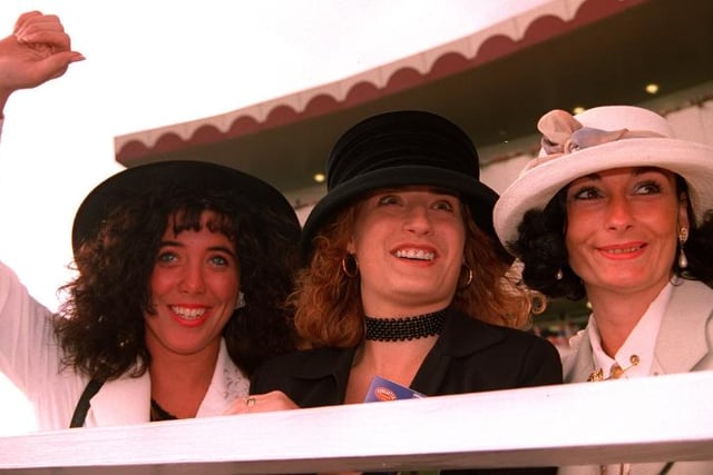 Ladies enjoying St Leger Day in 1996. Emily Baker, Debbie Hudson and Janet Bradley.