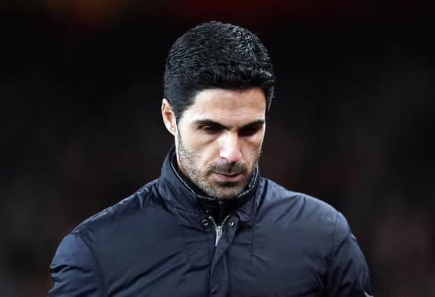 File photo dated 27-02-2020 of Arsenal manager Mikel Arteta. PA Photo. Issue date: Thursday March 12, 2020. Arsenal head coach Mikel Arteta has tested positive for coronavirus, the Premier League club have announced. See PA story SPORT Coronavirus. Photo credit should read John Walton/PA Wire.