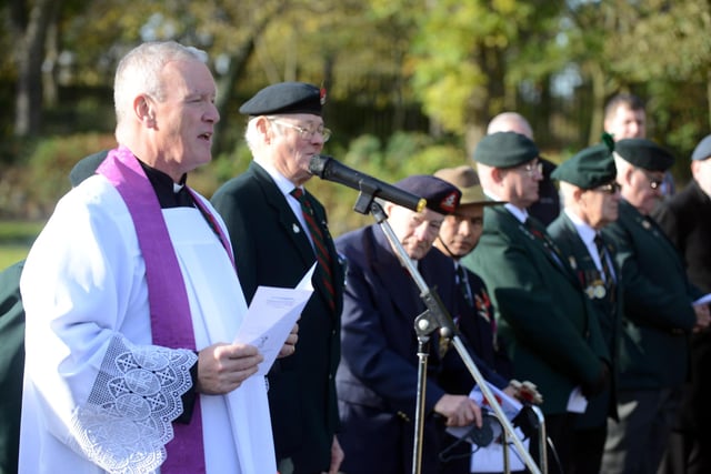 West Park War Memorial Armistice Day service was led by Father Mervyn Thompson.