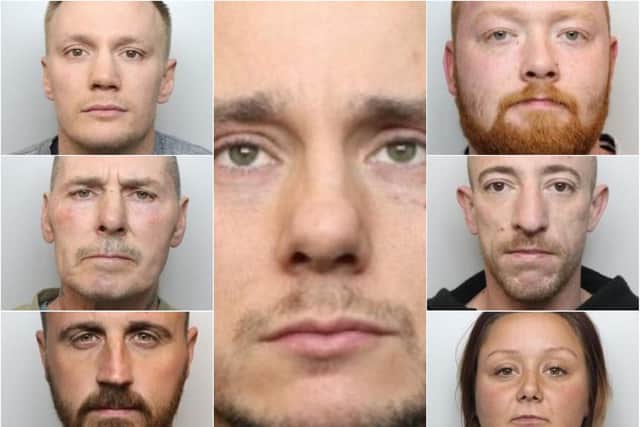 These are the faces of seven drugs gang members jailed for their roles in a lucrative operation growing cannabis plants at properties across South Yorkshire.
Left row, top to bottom: Thomas Coward; Michael Coward; Thomas Haigh
Middle: Robert Coward
Bottom row, top to bottom: Adam Hudson; Gareth Lee; Lucy Crichton