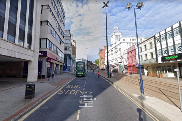 A total of 11 reports of violent or sexual crime were made on High Street in Sheffield city centre in August 2022, making it the third worst location in the city for reports of such crimes.