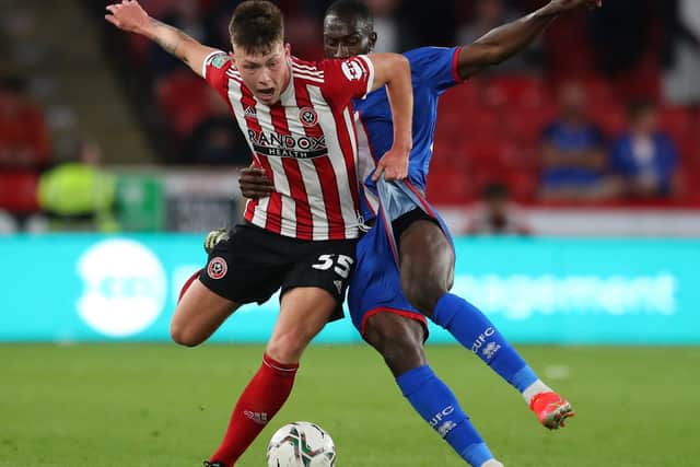 Kacper Lopata of Sheffield Utd during the Carabao Cup match at Bramall Lane, Sheffield: Simon Bellis / Sportimage